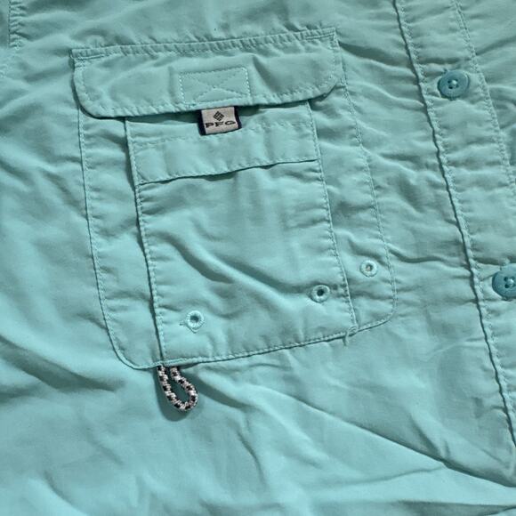 Columbia PFG Shirt Womens Large Turquoise Long Sleeve Performance Vented Outdoor - Picture 4 of 9